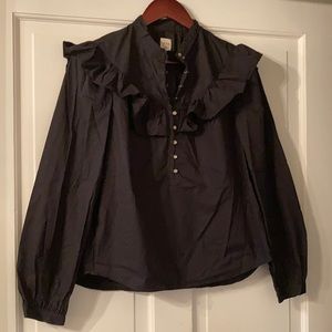 La Vie by RebeccaTaylor black cotton prairie top S New tags removed .